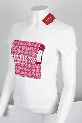 #ad Guess Jeans Women#x27;s Orley Logo Tee Shirt Short Sleeve White $20.39