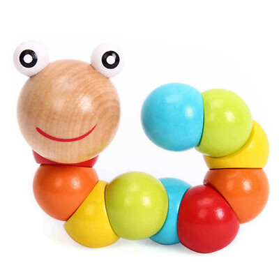 #ad DIY Baby Kids Twist Caterpillar Wooden Toy Infant Educational Developmental Gift $5.99