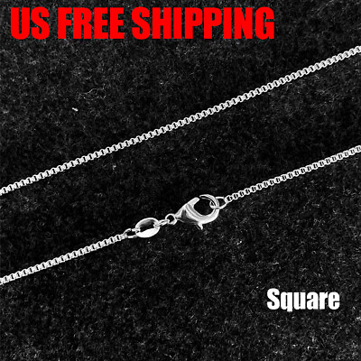 #ad 925 Silver Plated Square Chain Necklace w Lobster Lock Women Jewelry 16 24quot; $1.95