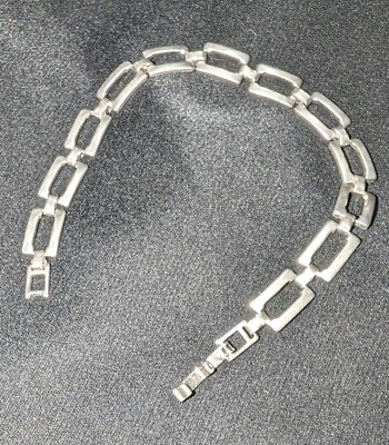 #ad Vintage 925 Sterling Silver Square Link Bracelet Mexico 8 Inches 10 Grams $30.99