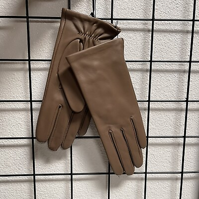 #ad Women#x27;s Brown Genuine Leather Gloves Size Mquot; $13.00