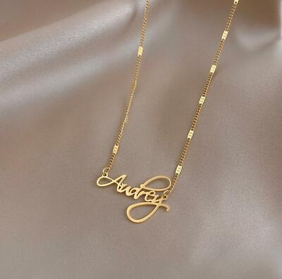 #ad Titanium S.Steel Name Audrey Rose Gold Gold Pendant Chain Necklace $12.99