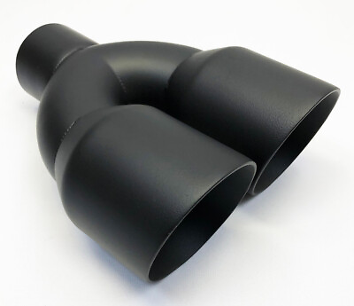 #ad Exhaust Tip 2.50 Inlet 3.50 Outlet 9.50 long Dual Round Slant Matte Black 304 $74.00