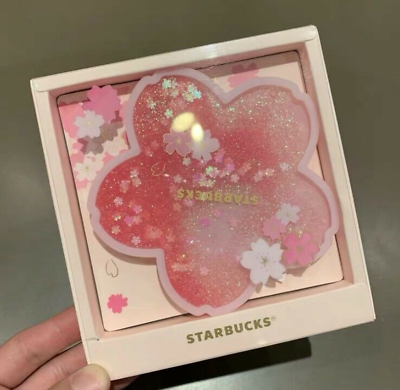 #ad Starbucks Romantic Pink Sakura Flower Quicksand Coaster Limited Edition Gift $12.91