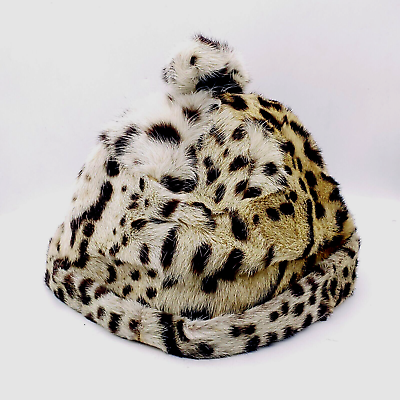 #ad Authentic Vintage Antique 1940s Real Exotic Spotted Fur Hat Pillbox Beret Cap $99.00