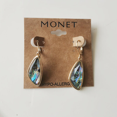 #ad Monet Abalone Geometric Drop Earrings Gift Fashion Women Party Holiday Jewelry $7.99