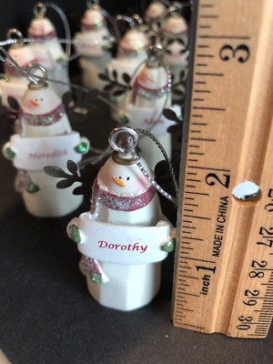 #ad Personalized Ganz Ceramic Angel Snowman With Red Scarf amp; Glitter 2” Ornament NEW $7.99