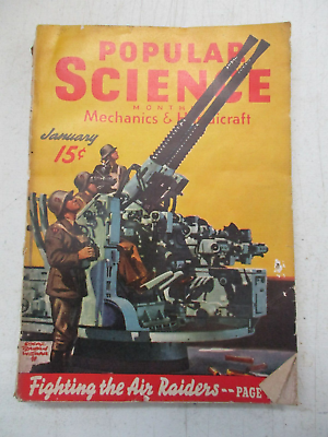 #ad POPULAR SCIENCE MONTHLY MAGAZINE JANUARY 1940 FIGHTING THE AIR RAIDERS VINTAGE $11.95