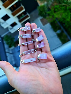 #ad High Natural Terminated Rough Pink Kunzite Pendant in sterling Silver 925 AU $28.99