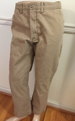 #ad Polo Lauren Ralph Men’s Khaki Tan Pant Flat Front 34x30 Tan Chino Brushed Twill $28.99