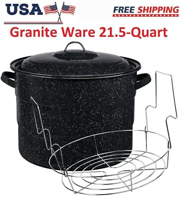 #ad Granite Ware 21.5 Quart Water Bath Canner with Jar Rack $24.50