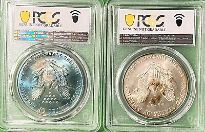 #ad 1995 amp; 96 PCGS BLUE RAINBOW SILVER EAGLES LOT OF 2 $500.00