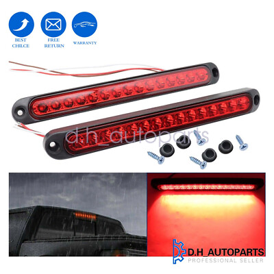 #ad 2X 10quot; 15 LED Red Sealed Truck Boat Trailer Stop Tail Rear Turn Brake Light Bar $6.45