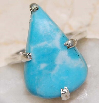 #ad Natural Dominican Republic Larimar 925 Sterling Silver Ring Jewelry Sz 7 NW14 1 $28.99
