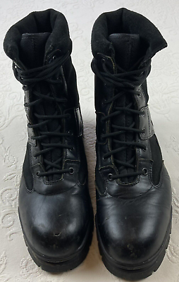 #ad Thorogood Combat Boots Men#x27;s Black 9.5 W Leather Tactical Safety Steel Toe Work $55.00