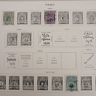 #ad PERU LOT OF STAMPS ON ALBUM PAGES MH amp; USED # 477 $6.99