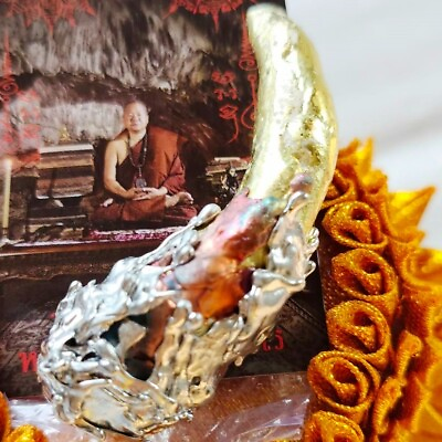 #ad Leklai ThongplaLai Stone Pendant Takrut Mixs Amulet Gold Lp Somporn Charm Wealth $449.99