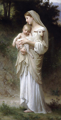 #ad Nice Oil painting Bouguereau Innocence Virgin Madonna amp; child Christ sheep 36quot; $80.99