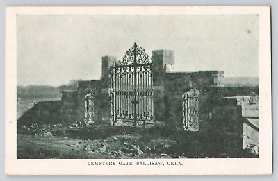 #ad Postcard Oklahoma Sallisaw Cemetary Gate Vintage Antique Unposted $9.95
