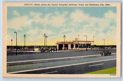 #ad Oklahoma City Oklahoma Postcard Scene Turner Turnpike Tulsa 1940 Vintage Antique $29.95