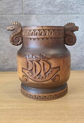 #ad ❗Vintage Russian Folk Art Vase Abramtsevo wood carving handmade USSR RARE Gift❗ $89.00