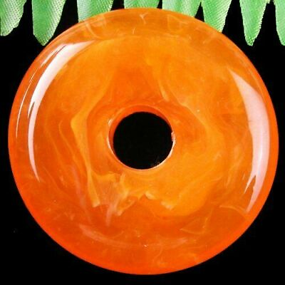 #ad #ad 52x12mm Beautiful Orange Amber Donut Pendant Bead 1Pcs A 1JY $9.12
