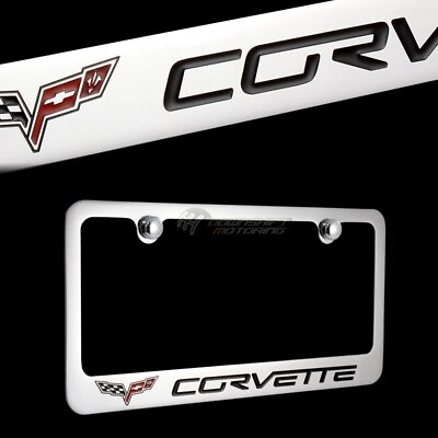 #ad For Chevy Corvette C6 Chrome Plate Brass License Plate Frame Officially License $29.95