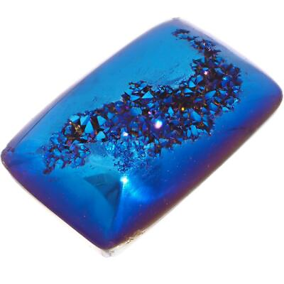 #ad Rectangle Cobalt Blue Titanium Agate Druzy 35x22mm Cabochon US Made 1 3 8quot; $24.95