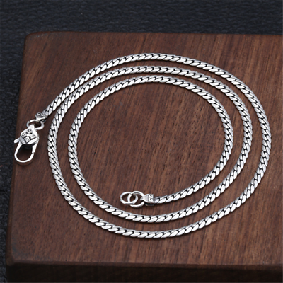 #ad Pure S925 Sterling Silver 925 Chain Men Women Vajra 3mm Curb Snake Necklace $27.43