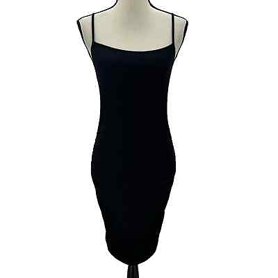 #ad BP Sleeveless Spaghetti Strap Side Rouched Bodycon Mini Dress Black Small $24.00