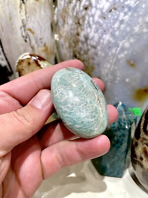 #ad Amazonite Crystal Beautiful Palm Teal Stone Yoga Reiki Healing Crystals 2” Zenda $14.00