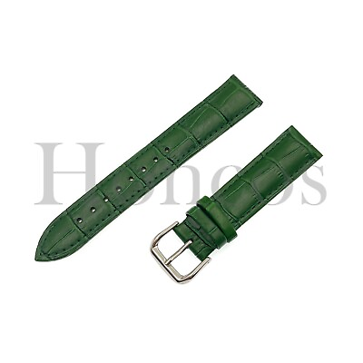 #ad 12 24 MM Green Leather Alligator Watch Strap Band amp; Tank Buckle Fits for Omega $12.99