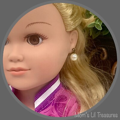 #ad Classic Pearl Drop Dangle Doll Earrings • 18 Inch Doll Jewelry $6.00