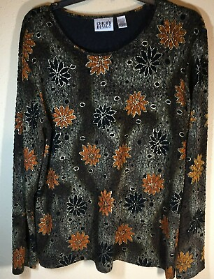 #ad CHICO#x27;S DESIGN tunic blouse SZ 2X flower pattern $25.00