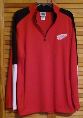 #ad DETROIT RED WINGS ¼ ZIP LARGE 42 44 HOCKEY PULLOVER OFFICIAL LICENSED NHL SHIRT $16.19