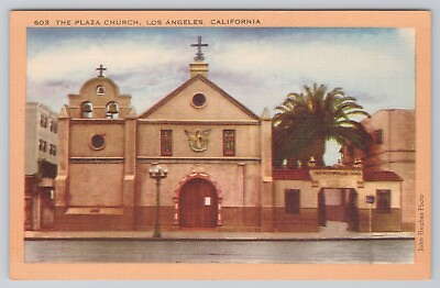 #ad Postcard Plaza Church quot;Our Lady Queen Of The Angles quot; Los Angeles California $5.95