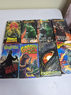 #ad Godzilla Lot of 8 VHS Tapes King If Monsters Biollante Gigan 1985 Etc $47.49