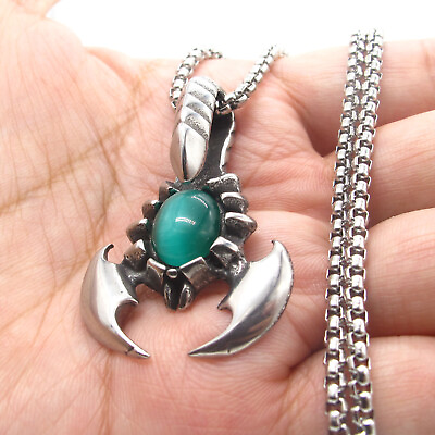 #ad Mens Stainless Steel Scorpion Scorpio Zodiac Pendant Necklace Jewelry GIFT $7.99