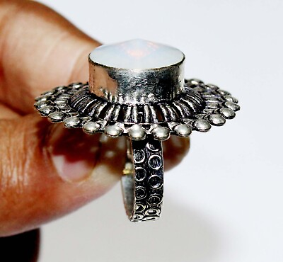 #ad Moon Stone Round Shape Gemstone Handmade Ring Jewelry Size. 6.5 Inches $6.99