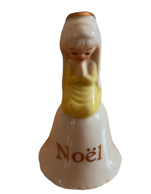 #ad Vintage Enesco Ceramic Bell NOEL Christmas Mary Praying Nativity 1979 Gold Trim $19.99