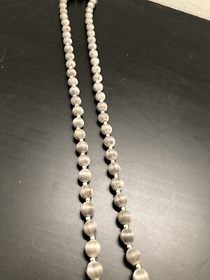 #ad Gray Satin Silk Thread Covered Beaded Necklace $5.99