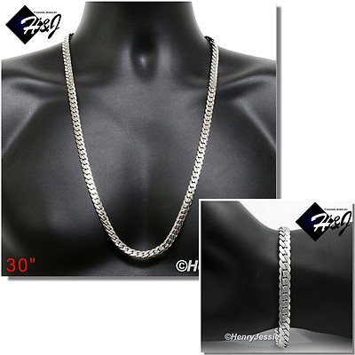 #ad 30quot;MEN Stainless Steel 8mm Silver Miami Cuban Curb Chain Necklace Bracelet*S155 $24.99