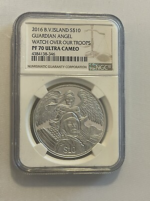#ad 2016 British Virgin Islands Silver Guardian Angel Watch Over Our Troops NGC PF70 $75.00