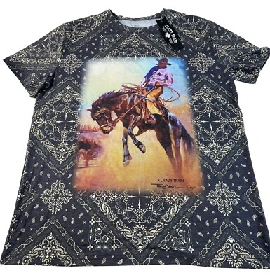 #ad Crazy Train Cowgirl Cowboy T Shirt Womens XL Soft Western Southwestern New $17.99