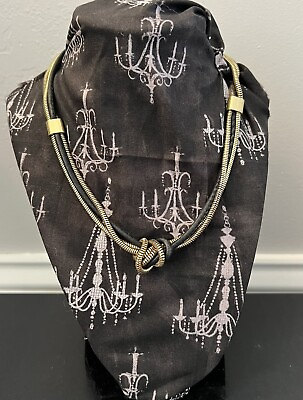 #ad Cabi Gold Chain amp; Leather Cord W Knot Snake Chain Modernist Couture 8 10quot;L #10 $89.99