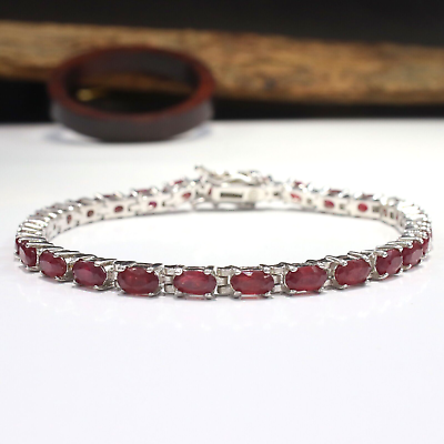 #ad Natural Red Ruby 925 Sterling Silver Tennis Bracelet for Women Gifts 7quot; Inch $219.00