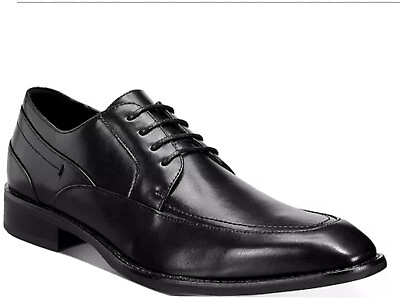 #ad Alfani Men#x27;s Black Leather Sheldon Moc Toe Oxfords Shoes Black 7.5M $68.00