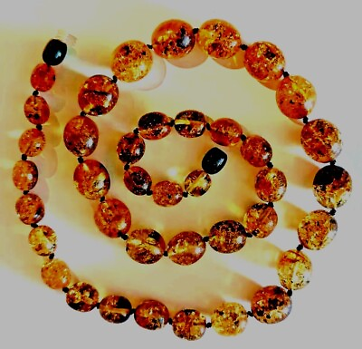 #ad UNISEX 21quot; 27 GRAMS BEAUTIFUL POLISHED GREEN GENUINE BALTIC AMBER NECKLACE $33.00