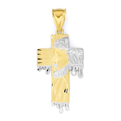 #ad Solid Gold Cross Pendant with Head of Jesus in 10k or 14k $323.99