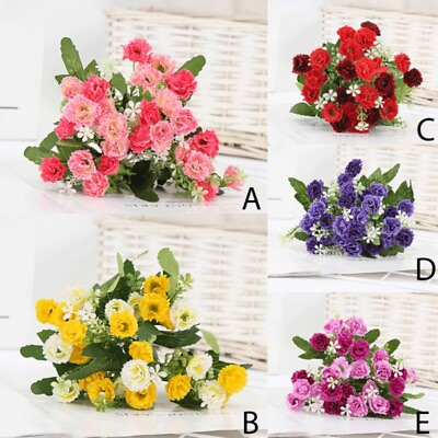#ad 5 Fork Artificial Carnation Flower Bouquet Silk Flowers for Wedding Home Decor $8.36